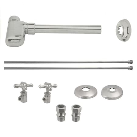 Westbrass European Pedestal Lavatory Kit - Cross Handles in Satin Nickel D1938L-07